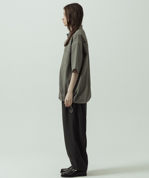 SLICK(スリック)の「【ZOZO限定】SLICK/スリック/Seersucker Gingham Check Drawstring Short Sleeve Shirt/シアサッカーギンガムチェックドローストリングショートスリーブシャツ(シャツ/ブラウス・メンズ・ライトグレー/ブラック/カーキ・1/2/3)」の11枚目の写真
