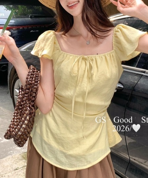 AMAJI(アマジ)の「カットアウト ギャザー トップス(Tシャツ/カットソー・レディース・ライトピンク/ベージュ/イエロー・SMALL/MEDIUM/LARGE)」の6枚目の写真