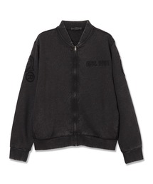 Guess | HIGH Neck Washed Patch Top スウェット ジップアップ アウター(スウェット)