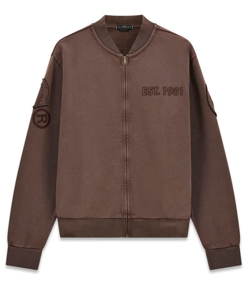 Guess(ゲス)の「HIGH Neck Washed Patch Top スウェット ジップアップ アウター(スウェット・メンズ・ブラウン/ブラック・SMALL/MEDIUM/X-LARGE/LARGE)」の3枚目の写真
