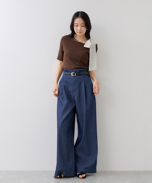 VIS(ビス)の「肩リボンTシャツ(Tシャツ/カットソー・レディース・ブラック/サックスブルー/ダークブラウン/キナリ・FREE)」の20枚目の写真