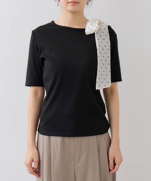 VIS(ビス)の「肩リボンTシャツ(Tシャツ/カットソー・レディース・ブラック/サックスブルー/ダークブラウン/キナリ・FREE)」の21枚目の写真