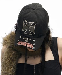 A'GEM9（エージェムナイン）の「A'GEM/9 × .kom 『no E mosen/ノーエモセン』Iron Cross Broken Brim Patch Washed Cap /アイアンクロスブロークンブリムパッチウォッシュキャップ（キャップ）」