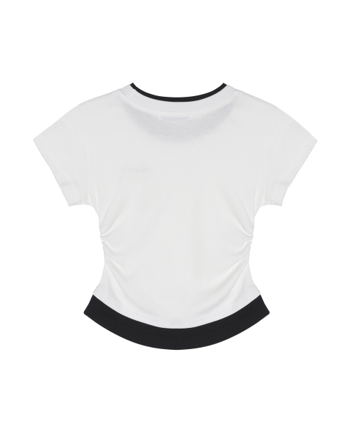 NICK&NICOLE(ニックアンドニコール)の「LAYERED SHIRRING SLIM TOP_WHITE(Tシャツ/カットソー・レディース・その他・FREE)」の2枚目の写真