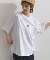 綿100% ラウンドヘムポケット付きゆったりTシャツ