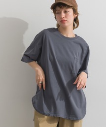 綿100% ラウンドヘムポケット付きゆったりTシャツ