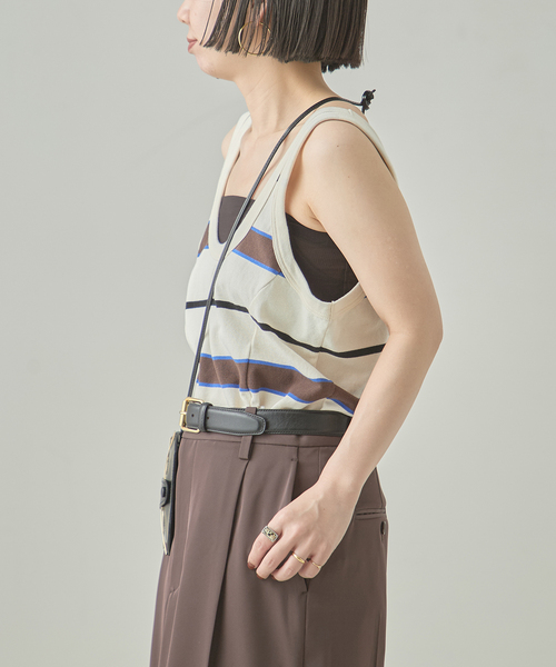 journal standard L'essage(ジャーナルスタンダードレサージュ)の「TanC TOKYO/タンクトウキョウ PIQUE BORDER TANK ROMPERS ロンパース(タンクトップ・レディース・アイボリー・FREE)」の15枚目の写真