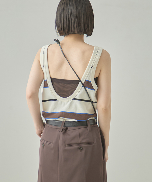journal standard L'essage(ジャーナルスタンダードレサージュ)の「TanC TOKYO/タンクトウキョウ PIQUE BORDER TANK ROMPERS ロンパース(タンクトップ・レディース・アイボリー・FREE)」の16枚目の写真