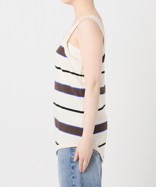journal standard L'essage(ジャーナルスタンダードレサージュ)の「TanC TOKYO/タンクトウキョウ PIQUE BORDER TANK ROMPERS ロンパース(タンクトップ・レディース・アイボリー・FREE)」の10枚目の写真