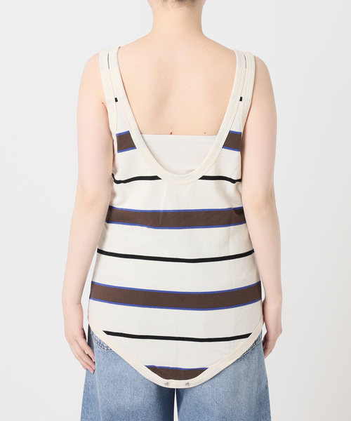 journal standard L'essage(ジャーナルスタンダードレサージュ)の「TanC TOKYO/タンクトウキョウ PIQUE BORDER TANK ROMPERS ロンパース(タンクトップ・レディース・アイボリー・FREE)」の11枚目の写真