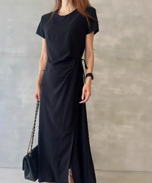 YUGA_YGMC Korean-style Round neck dress with side slits