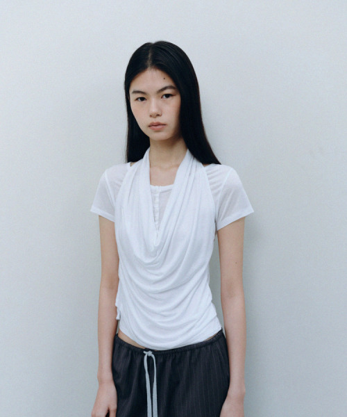 CACELE(カッセル)の「2WAY HALTER NECK T-SHIRT, WHITE(Tシャツ/カットソー・レディース・その他・FREE)」の5枚目の写真