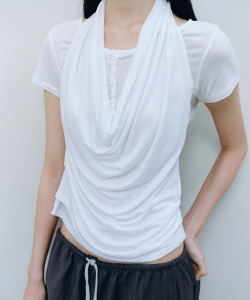 CACELE(カッセル)の「2WAY HALTER NECK T-SHIRT, WHITE(Tシャツ/カットソー・レディース・その他・FREE)」の3枚目の写真