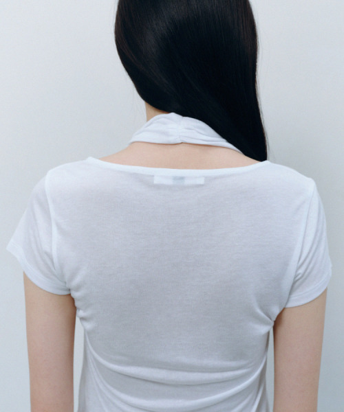 CACELE(カッセル)の「2WAY HALTER NECK T-SHIRT, WHITE(Tシャツ/カットソー・レディース・その他・FREE)」の4枚目の写真