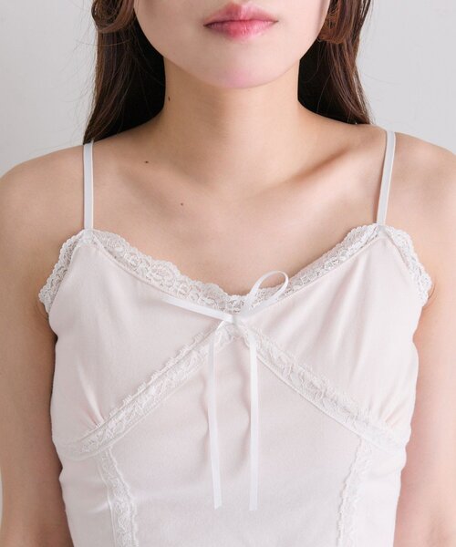 OLIVE des OLIVE（オリーブデオリーブ）の「レースカップ付きキャミ（Tシャツ/カットソー・レディース・ピンク/オフホワイト/ブラック・FREE）」の21枚目の写真