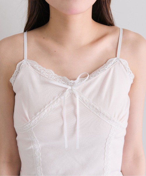 OLIVE des OLIVE（オリーブデオリーブ）の「レースカップ付きキャミ（Tシャツ/カットソー・レディース・ピンク/オフホワイト/ブラック・FREE）」の17枚目の写真