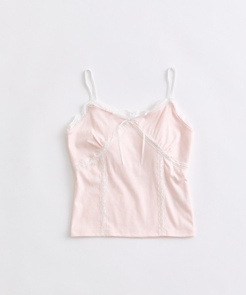 OLIVE des OLIVE（オリーブデオリーブ）の「レースカップ付きキャミ（Tシャツ/カットソー・レディース・ピンク/オフホワイト/ブラック・FREE）」の13枚目の写真