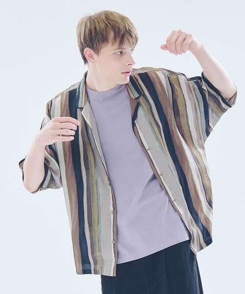 ABAHOUSE（アバハウス）の「総柄 オープンカラーシャツ / ドルマンスリーブ（シャツ/ブラウス・メンズ・イエロー/ブラウン/ネイビー/ブラック・48/46）」の12枚目の写真