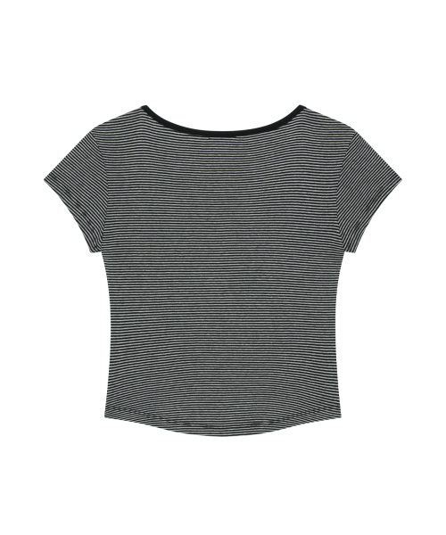 ILLIGO(イリゴ)の「129 ボタンヘンリーネックTシャツ ブラックストライプ(Tシャツ/カットソー・レディース・その他・OS)」の5枚目の写真