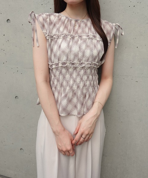 SOELA(ソエラ)の「【INGNI SOELA】チェックシャーリングブラウス/WEB限定(シャツ/ブラウス・レディース・ブラック系1/ブラウン系その他2・FREE)」の5枚目の写真
