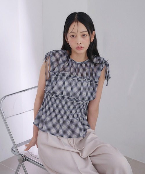 SOELA(ソエラ)の「【INGNI SOELA】チェックシャーリングブラウス/WEB限定(シャツ/ブラウス・レディース・ブラック系1/ブラウン系その他2・FREE)」の8枚目の写真
