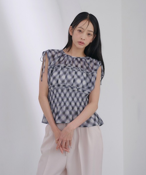SOELA(ソエラ)の「【INGNI SOELA】チェックシャーリングブラウス/WEB限定(シャツ/ブラウス・レディース・ブラック系1/ブラウン系その他2・FREE)」の9枚目の写真