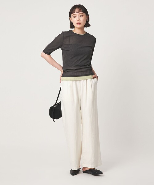 green label relaxing(グリーンレーベルリラクシング)の「シアー メランジ Tシャツ(Tシャツ/カットソー・レディース・ブラック/モカ/グレー・FREE)」の5枚目の写真
