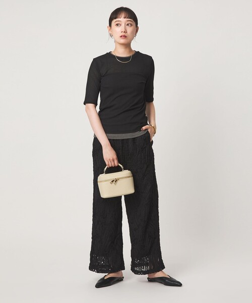 green label relaxing(グリーンレーベルリラクシング)の「シアー メランジ Tシャツ(Tシャツ/カットソー・レディース・ブラック/モカ/グレー・FREE)」の8枚目の写真