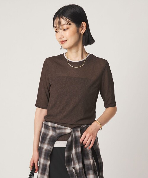 green label relaxing(グリーンレーベルリラクシング)の「シアー メランジ Tシャツ(Tシャツ/カットソー・レディース・ブラック/モカ/グレー・FREE)」の10枚目の写真