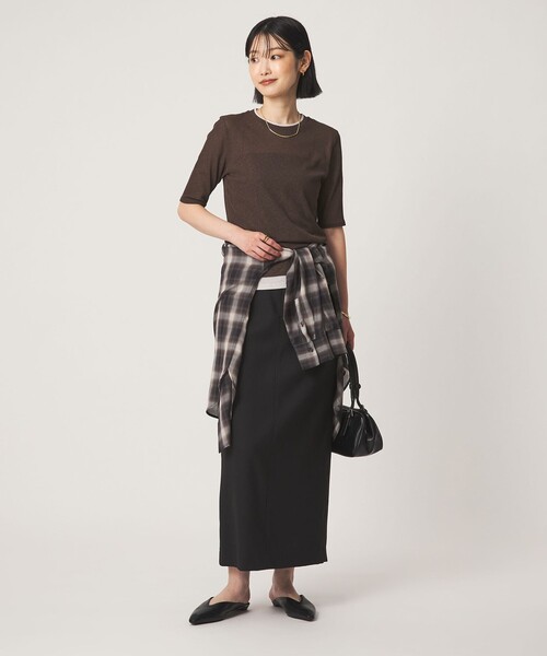 green label relaxing(グリーンレーベルリラクシング)の「シアー メランジ Tシャツ(Tシャツ/カットソー・レディース・ブラック/モカ/グレー・FREE)」の11枚目の写真
