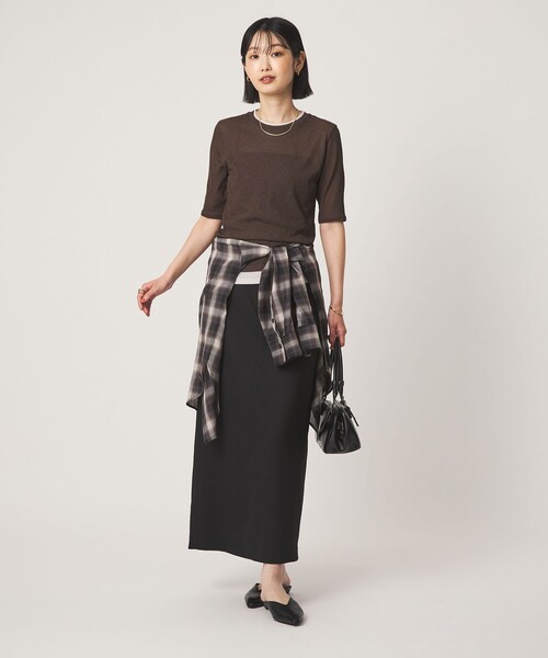 green label relaxing(グリーンレーベルリラクシング)の「シアー メランジ Tシャツ(Tシャツ/カットソー・レディース・ブラック/モカ/グレー・FREE)」の12枚目の写真