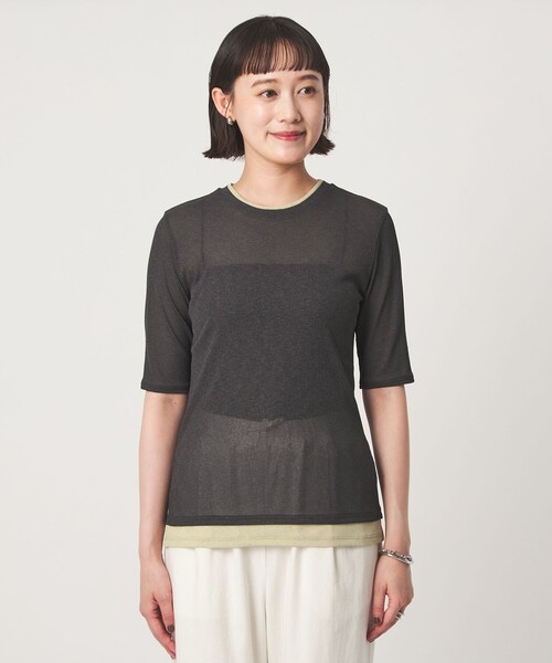green label relaxing(グリーンレーベルリラクシング)の「シアー メランジ Tシャツ(Tシャツ/カットソー・レディース・ブラック/モカ/グレー・FREE)」の13枚目の写真
