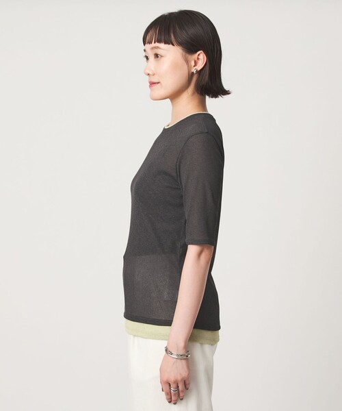 green label relaxing(グリーンレーベルリラクシング)の「シアー メランジ Tシャツ(Tシャツ/カットソー・レディース・ブラック/モカ/グレー・FREE)」の14枚目の写真