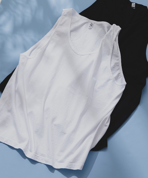 LOS ANGELES APPAREL(ロサンゼルスアパレル)の「【LOS ANGELES APPAREL/ロサンゼルスアパレル】 【綿100% 吸水性・可動性に優れ着心地抜群】1815GD 6.5オンス クラシックタンクトップ 厚手 無地 USA製 アメリカ製 インナー レイヤード(タンクトップ・メンズ・ブラック/ホワイト・MEDIUM/X-LARGE)」の2枚目の写真