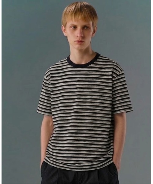 MODE COMMUTER(モードコミューター)の「Striped Crew Neck S/S T-Shirt(Tシャツ/カットソー・メンズ・ブラウン/ブラック・SMALL/MEDIUM/LARGE)」の1枚目の写真