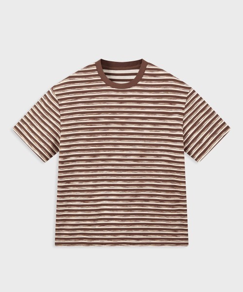 MODE COMMUTER(モードコミューター)の「Striped Crew Neck S/S T-Shirt(Tシャツ/カットソー・メンズ・ブラウン/ブラック・SMALL/MEDIUM/LARGE)」の3枚目の写真