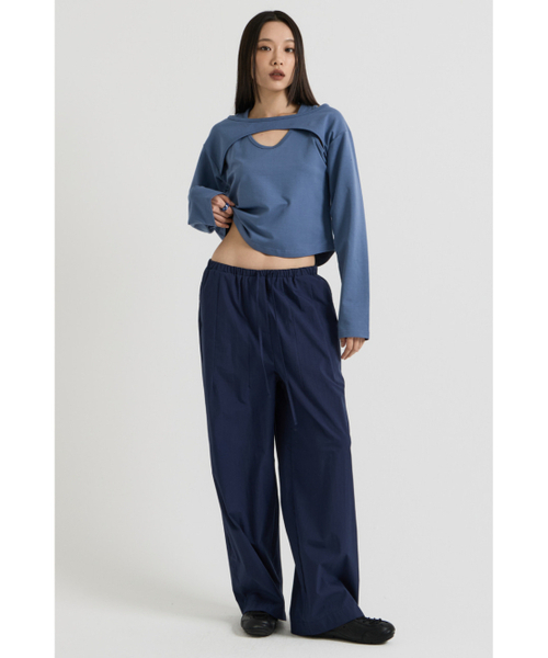 VADEFY(ヴァデファイ)の「コットンレイヤードロングスリーブTシャツ、ネイビー(Tシャツ/カットソー・レディース・その他・ONE SIZE)」の4枚目の写真