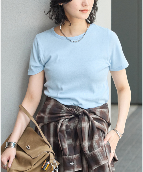 JOURNAL STANDARD（ジャーナルスタンダード）の「マルチマッチ シアーフライス無地/ボーダーTシャツ（Tシャツ/カットソー・レディース・ブルー/ブルー系その他/ブラウン/グレー/イエロー・FREE）」の3枚目の写真