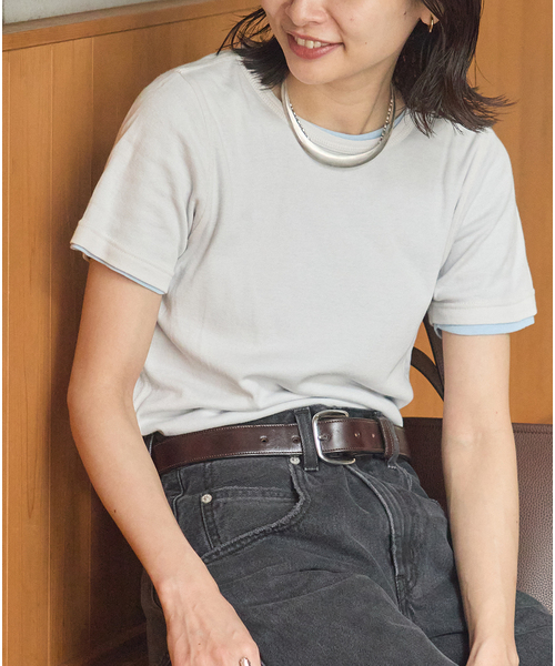 JOURNAL STANDARD（ジャーナルスタンダード）の「マルチマッチ シアーフライス無地/ボーダーTシャツ（Tシャツ/カットソー・レディース・ブルー/ブルー系その他/ブラウン/グレー/イエロー・FREE）」の21枚目の写真