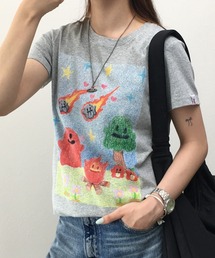GRAF&WU/グラフアンドウー色鉛筆手書きモチーフ風キュートおばけ2分袖Tシャツ