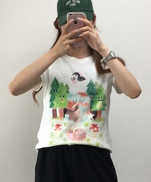 GRAF&WU/グラフアンドウー色鉛筆手書きモチーフ風キュートおばけ2分袖Tシャツ