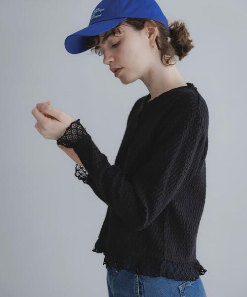 URBAN RESEARCH Sonny Label(アーバンリサーチサニーレーベル)の「『WEB限定』レースシャーリングフリルカットソー(Tシャツ/カットソー・レディース・ホワイト系その他/ブラック・FREE)」の16枚目の写真
