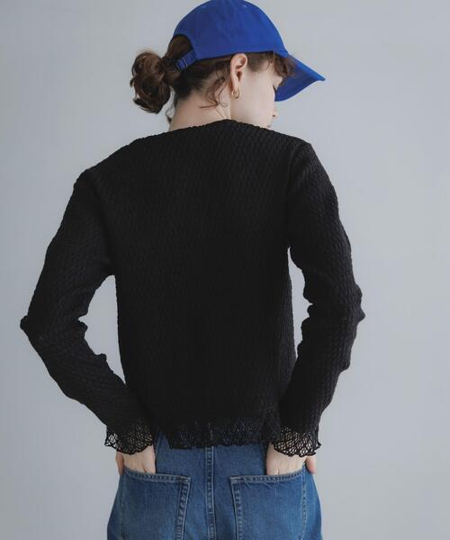 URBAN RESEARCH Sonny Label(アーバンリサーチサニーレーベル)の「『WEB限定』レースシャーリングフリルカットソー(Tシャツ/カットソー・レディース・ホワイト系その他/ブラック・FREE)」の17枚目の写真