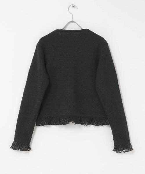 URBAN RESEARCH Sonny Label(アーバンリサーチサニーレーベル)の「『WEB限定』レースシャーリングフリルカットソー(Tシャツ/カットソー・レディース・ホワイト系その他/ブラック・FREE)」の4枚目の写真