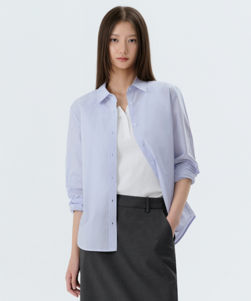 MUSINSA STANDARD WOMAN（ムシンサスタンダードウーマン）の「ウィメンズレギュラーワッシドポプリンシャツ[ペイルブルー]（シャツ/ブラウス・レディース・その他・LARGE/MEDIUM/SMALL/X-SMALL）」の3枚目の写真