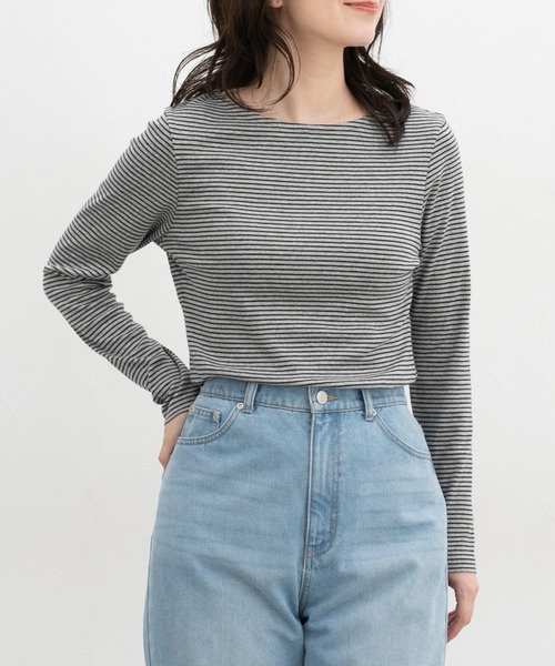 Honeys(ハニーズ)の「オーガニックボート衿T(Tシャツ/カットソー・レディース・グレー系その他2/ブラウン系その他2/オフホワイト/ボルドー/ブラック/ベージュ系その他2/ブラウン系その他3・L/LL/M/S)」の3枚目の写真