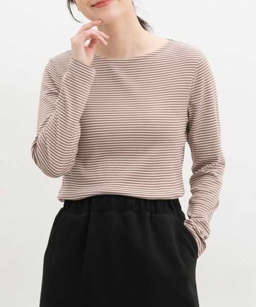 Honeys(ハニーズ)の「オーガニックボート衿T(Tシャツ/カットソー・レディース・グレー系その他2/ブラウン系その他2/オフホワイト/ボルドー/ブラック/ベージュ系その他2/ブラウン系その他3・L/LL/M/S)」の5枚目の写真