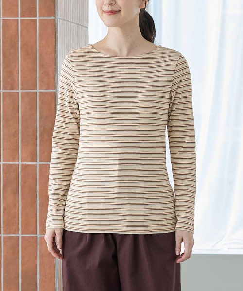 Honeys(ハニーズ)の「オーガニックボート衿T(Tシャツ/カットソー・レディース・グレー系その他2/ブラウン系その他2/オフホワイト/ボルドー/ブラック/ベージュ系その他2/ブラウン系その他3・L/LL/M/S)」の9枚目の写真