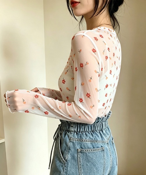 ONEP STAR(ワンピスター)の「総柄シアー長袖カットソー(Tシャツ/カットソー・レディース・G/F/E/D/C/B/A・FREE)」の10枚目の写真