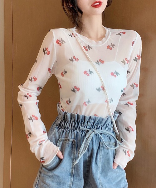 ONEP STAR(ワンピスター)の「総柄シアー長袖カットソー(Tシャツ/カットソー・レディース・G/F/E/D/C/B/A・FREE)」の11枚目の写真